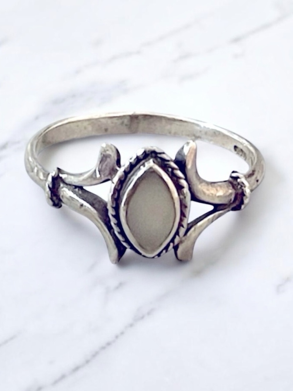 Vintage silver agate ring size 7.5